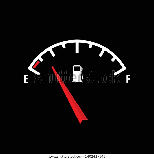 Fuel gauge icon isolated on black\
background. Vector\
illustration.