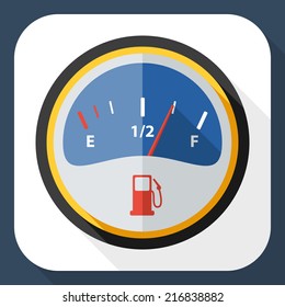 Fuel gauge icon with long shadow
