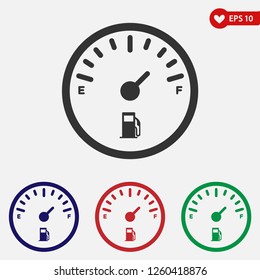 Fuel gauge icon.Fuel indicator vector sign.Fuel comsuption symbol