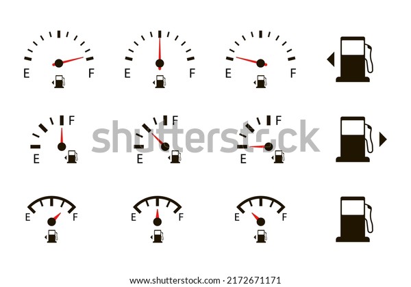 Fuel gauge icons elements. Collection\
vector illustrations.