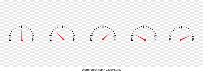 Fuel Gauge Indicating Metre Vector Icon Set. Modern Vector Set Design