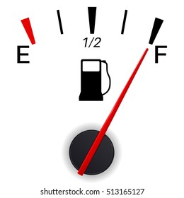 Fuel Gauge Indication. Full Tank. Vector Illustration On White Background