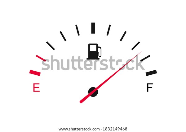 Fuel gauge. Fuel indicator. Car dashboard.\
Gasoline meter.