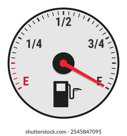 Fuel gauge indicator with full gas tank. Simple vector illustration