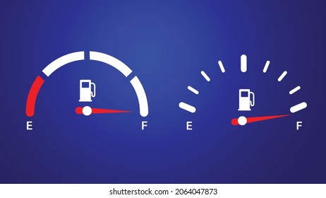 Fuel gauge indicator. Gas tank. Full fuel gauge icon set 