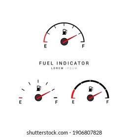 Fuel gauge, fuel indicator, Gasoline indicator, fuel meter icon logo vector concept design isolated on white background