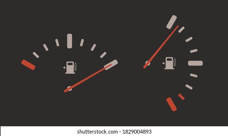 Fuel gauge indicator vector icon. Petrol pump station symbol. Full gasoline level manometr sign. Auto car indicator panel illustration