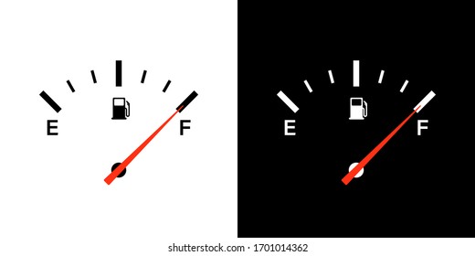 Fuel gauge indicator. Vector isolated illustration icon. Gasoline indicatior vector collection icons. Gas meter set elements. EPS 10 