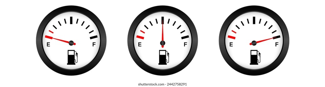 Fuel Gauge. Fuel indicators. Gas Meter.  Gas Tank. Vector Illustration 