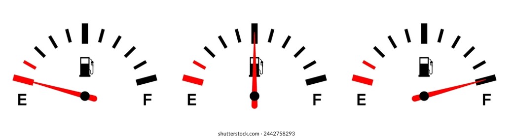 Fuel Gauge. Fuel indicators. Gas Meter.  Gas Tank. Vector Illustration 