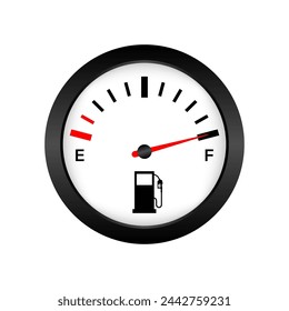 Fuel Gauge. Fuel indicators. Gas Meter.  Full Tank. Vector Illustration.