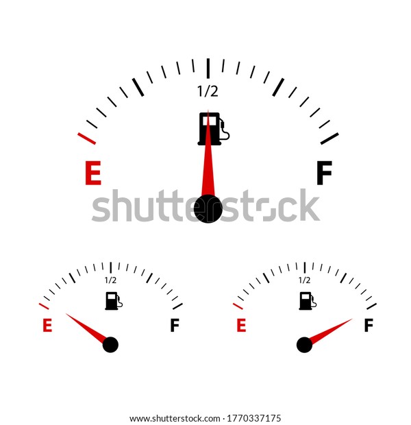 Fuel Gauge Meter Empty, Half And Full\
- Vector Illustration - Isolated On White\
Background