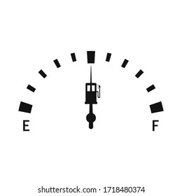 Medidor de combustible , medio tancado , с tablero de gasolina de marcado , ilustración vectorial aislada en fondo blanco .