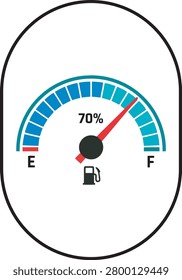 Fuel Gauge Meter- Showing 70 Percent Fullness Indicator With Gas Pump Icon