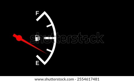 Fuel gauge on the black background. copy space