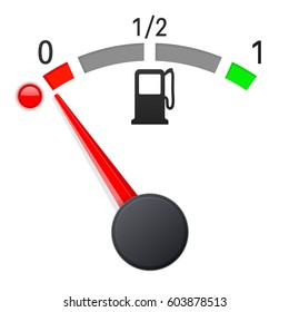 Fuel gauge scale. Empty tank. Vector 3d illustration