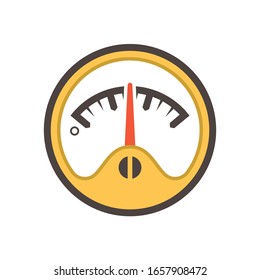Fuel gauge vector icon. Measurement tool, equipment or instrument for car vehicle dashboard panel to indicator level, full or empty of power and energy in tank i.e. petrol, gas, gasoline and diesel.