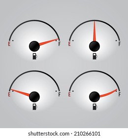 Fuel gauges (low , medium , full). Vector illustration