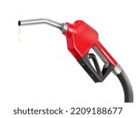 Fuel gun. Petrolic nozzle 3d gas pump filling dispenser of gasoline refuel station, petrol pistol with handle hose nafta diesel oil company economy price, tidy vector illustration