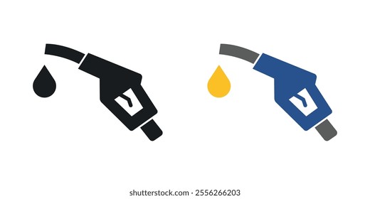 Fuel icon set in black and colored versions.