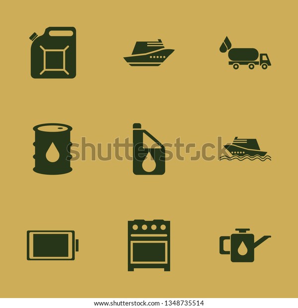 fuel icon set with canister, oil barrel and\
car oil vector\
illustration