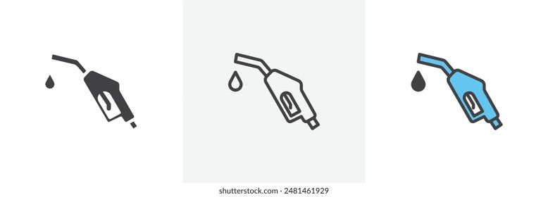 Fuel icon symbol collection on white background.