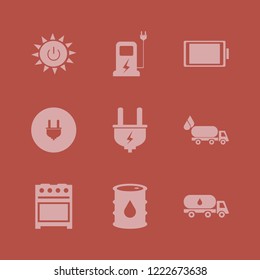 fuel icon. fuel vector icons set plug, car charger, full battery and oil truck