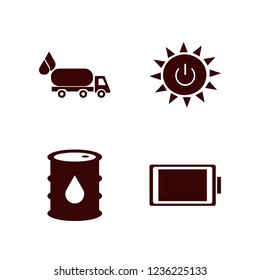 fuel icon. fuel vector icons set oil barrel, solar power, full battery and oil truck