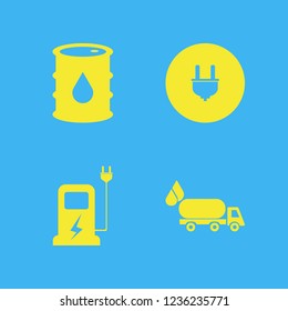 fuel icon. fuel vector icons set oil barrel, oil truck, car charger and plug