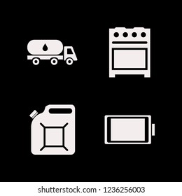 fuel icon. fuel vector icons set gas stove, canister, full battery and oil truck