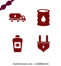 fuel icon. fuel vector icons set sun oil, oil truck, oil barrel and plug