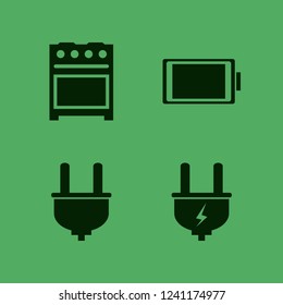 fuel icon. fuel vector icons set gas stove, full battery and plug