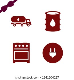 fuel icon. fuel vector icons set oil barrel, gas stove, plug and oil truck
