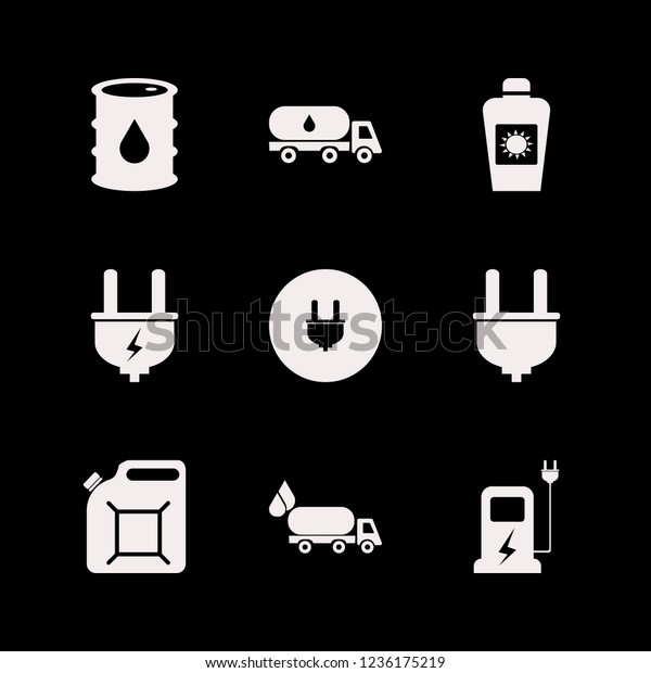 fuel icon. fuel vector icons set canister, oil\
barrel, sun oil and plug