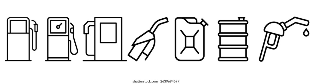 Fuel icon vector set. Fuel station illustration sign collection. Petrol symbol. Gasoline Logo. Collection of petrol pump, oil, gas, petrol web icons.