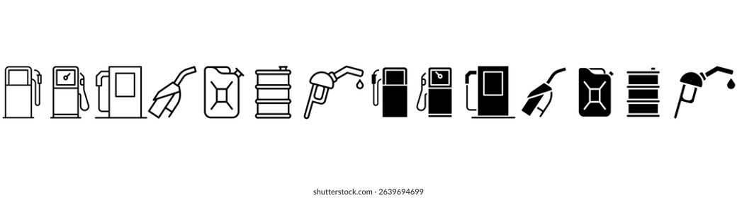 Fuel icon vector set. Fuel station illustration sign collection. Petrol symbol. Gasoline Logo. Collection of petrol pump, oil, gas, petrol web icons.
