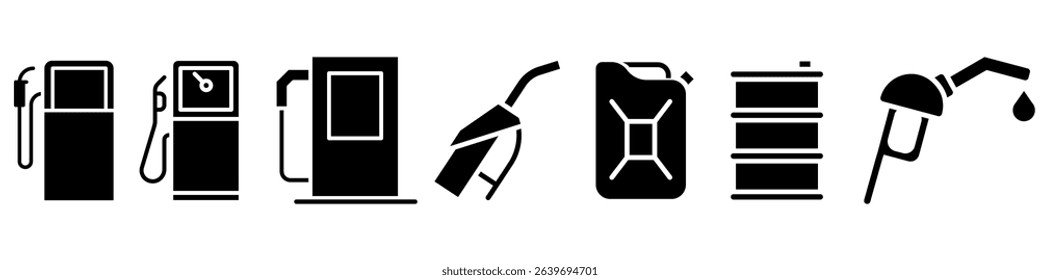 Fuel icon vector set. Fuel station illustration sign collection. Petrol symbol. Gasoline Logo. Collection of petrol pump, oil, gas, petrol web icons.