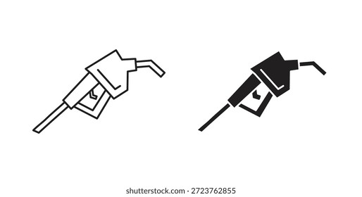 Iconos de combustible rellenos, líneas delgadas, contornos y trazos