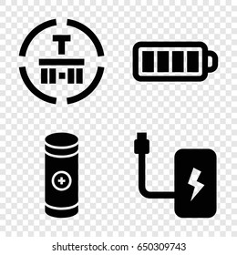 Fuel icons set. set of 4 fuel filled icons such as cargo terminal, baterry