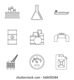 Fuel icons set. Outline illustration of 9 fuel vector icons for web