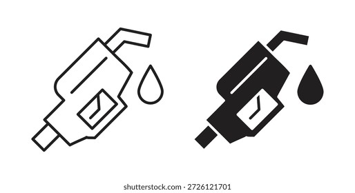 Símbolo de Vector de iconos de combustible con trazo editable y versiones planas