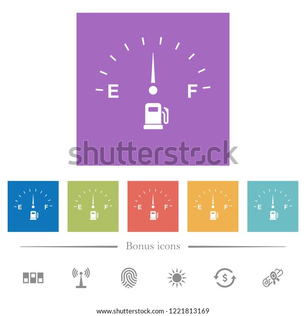 Fuel indicator flat white icons in square\
backgrounds. 6 bonus icons\
included.