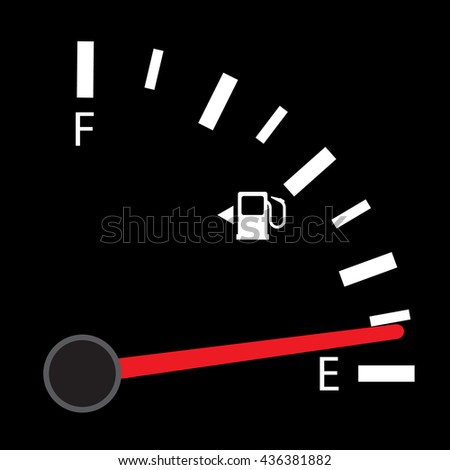 Fuel indicator. Illustration on Black background for design ,Empty Energy