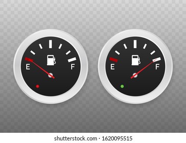 Fuel indicator. Illustration on white background for design ,Empty Energy. Vector stock illustration.