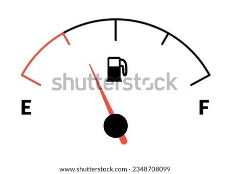 Fuel indicator meter or fuel gauge for petrol, gasoline, diesel level count. Control gas tank fullness. Fuel gauge scales icon. Car dial petrol gasoline dashboard. Vector illustration