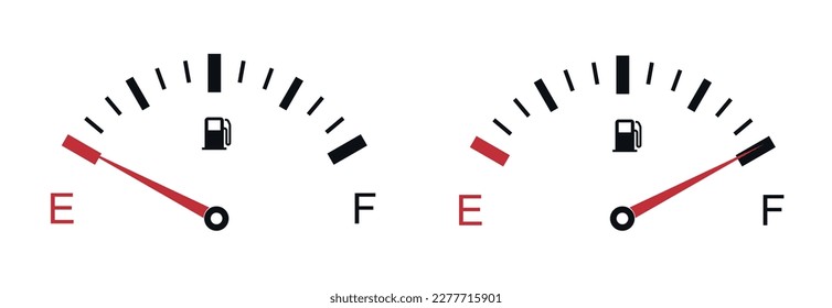 Fuel indicator meter isolated on white background. Fuel gauge. The concept of a fuel indicator, gas meter.