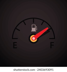 Fuel indicator on dark background, vector