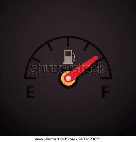 Fuel indicator on dark background, vector