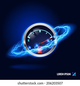 Fuel indicator surrounded by a stream of blue energy in the space