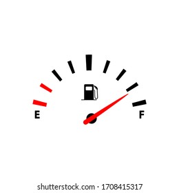 Fuel indicators gas meter or car, gas tank icon in black simple design on an isolated background. EPS 10 vector